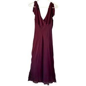 Shoulder tie burgundy dress